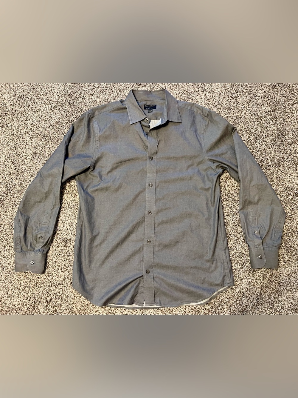Banana Republic Men's Charcoal Long-Sleeve Dress Shirt